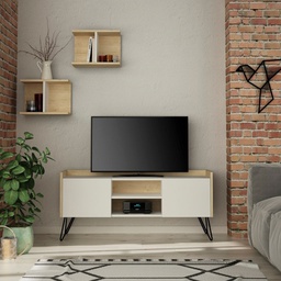 [FZ99504] Mobile TV Klappe rovere con ante bianche e mensole 56,50 cm x 125,50 cm x 33 cm