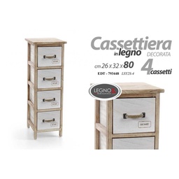 [GIC793448] Mobile cassettiera stretta bianca shabby legno 4 cassetti