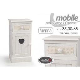 [GIC761010] Mobile da ingresso anticato shabby bianco con cuore cm 35x 30 x 68 h