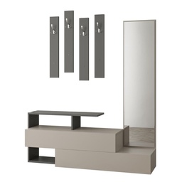 [FZ96982] (2c) Mobile da ingresso tortora e antracite con specchio Ramda 137x35xh.154 cm