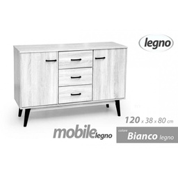 [GIC796692] Mobile moderno madia credenza bianco nero cm 120 x 38 x 80 h