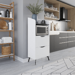 [EFFEZ99289] Mobile multiuso Gorki con cassetti bianco e ripiano retro grey EFFEZ