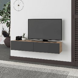 [FZ99267] Mobile porta TV sospeso Francy rovere antracite ante a ribalta