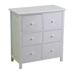 [V4116660000] Mobiletto Eleonora bianco 3+3 cassetti cm 60x30h65