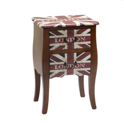 [V8031950000] Mobiletto London 2 cassetti in legno
