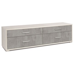 [ADB805OSCEK] Mobiletto basso porta TV in legno quattro cassetti Bianco Cemento 179x47x h50 cm