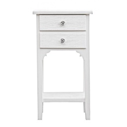 [B0744180] Mobiletto comodino in MDF due cassetti Bianco 37x26,5x h69,5 cm
