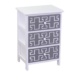 [V8040040000] Mobiletto gianna cassettiera bianco grigio 3 cassetti cm 40x29h58