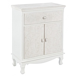 [B0744526] Mobiletto in MDF due ante un cassetto Bianco CLORINE 60x30x h78 cm
