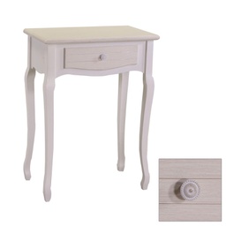 [V8041260000] Mobiletto legno console norimberga 1 cassetto crema cm60x34h78