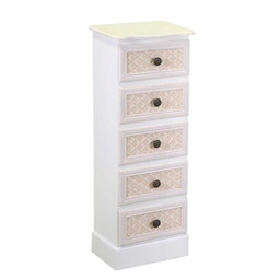 [V8041620000] Mobiletto legno losanna 5 cassetti crema cm 29x23h81