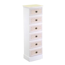 [V8041630000] Mobiletto legno losanna 6 cassetti crema cm 29x23h95