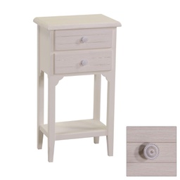 [V8041250000] Mobiletto legno norimberga 2 cassetti +1 piano crema cm 37x26h70