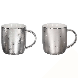 [1991667] Mug Bombato 370 Cc All Silver Porcellana Argento