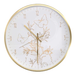 [V1871690000] Orologio alluminio farfalle bianco tondo cm ø31