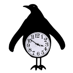 [V1869780000] Orologio legno pinguino con pendolo nero cm 38x37x6