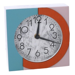 [V1869610000] Orologio legno rosa e azzurro quadro cm 15x5x15