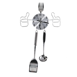 [V1869840000] Orologio metallo posate argento cm 58x33