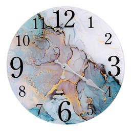 [V1871370000] Orologio vetro effetto marmo azzurro tondo cmø30x4