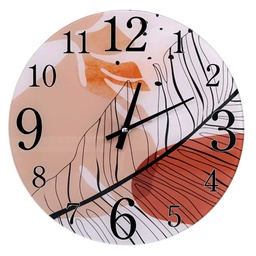 [V1871340000] Orologio vetro foglie beige tondo cm ø30x4