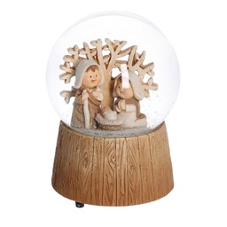[V6169720000] Palla di vetro con carillon nativita' naturale cm10x10h14,5