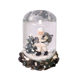 [V6077780000] Palla di vetro con neve babbo bianco cilindro cmø11h14,5