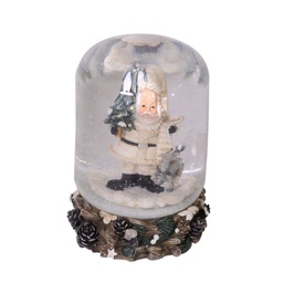 [V6077790000] Palla di vetro con neve babbo bianco cilindro cmø8h10,5