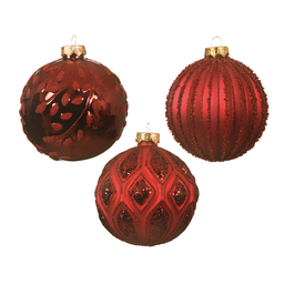 [20035449] Pallina di Natale Bauble rossa assortita Ø10cm