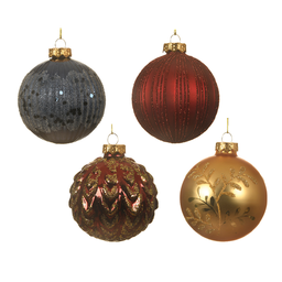 [20035448] Pallina di Natale assortita 4 fantasie Ø8cm