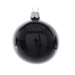 [1991118] Pallina Di Natale In Vetro Nero Lucido D15  1 Pz