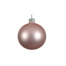 [KAE113534] Box Da 6 Palline Di Natale In Vetro  Rosa Satinato Cm 8