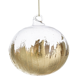 [1997603] Pallina di Natale in vetro trasparente-oro e oro Ø8 cm
