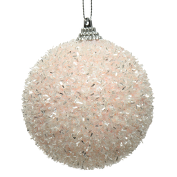 [20035611] Pallina di Natale ricoperta di glitter bianchi Ø8 cm