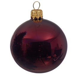 [20035475] Box Da 4 Palline Di Natale Rosso Scuro Lucido Ø10 Cm