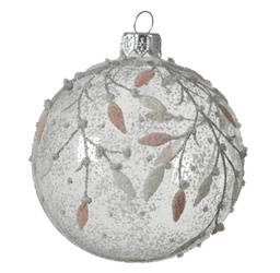 [19974445] Pallina di Natale trasparente eco-foglia, diametro 8 cm