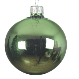 [20035496] Box Da 6 Palline  Di Natale Verde Vischio Lucido Ø6
