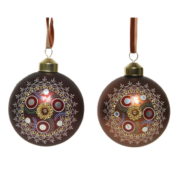 [20035427] Pallina di natale assortite marrone chiaro-marrone scuro Ø8 cm