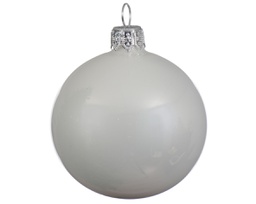 [KAE113084] Box Da 6 Palline Di Natale Bianco Lucido Ø 8 Cm