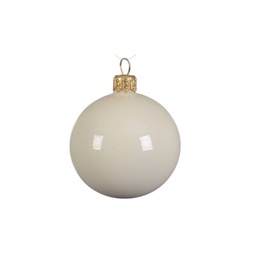 [KAE113154] Box Da 6 Palline Natalizie In Vetro Bianco Latte  Cm 8