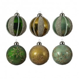 [19974369] Pallina sfera natalizia con glitter e perle Oro Verde assortite 8 cm pz 1