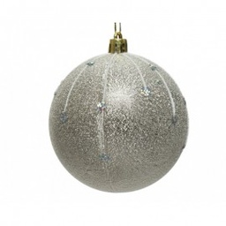 [19625639] Pallina sfera natalizia in vetro Argento glitterato 8 cm