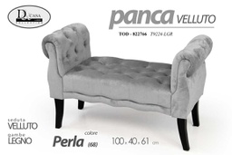 [GIC822766] Panca in velluto grigio perla gambe in legno