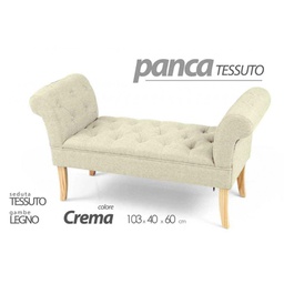 [GIC761386] Panca retrò in tessuto scendiletto crema cm 103 x 40 x 60 h