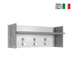 [TEREL231BC] Pannello Appendiabiti Con Ampio Ripiano E 3 Ganci bianco cemento