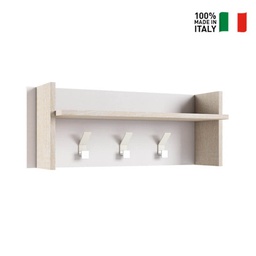 [TEREL231BROV] Pannello Appendiabiti Con Ampio Ripiano E 3 Ganci bianco rovere