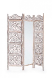 [B0721448] Paravento 3 Ante Alyssa Bianco con specchio  Cod.0721448