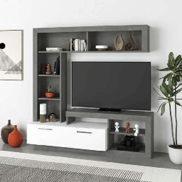 [EFFEZ98221] Parete attrezzata cemento bianco Leo EFFEZ