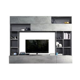 [EFFEZ84317] Parete attrezzata da soggiorno ossido e cemento L.277xP41xh.209 cm EFFEZ