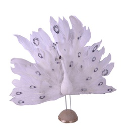 [V6109860000] Pavone piume bianco argentocm46h43