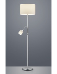 [TRIO403900201] Piantana Hotel Nichel Paralume Tessuto Bianco Con Spot Lettura Trio Lighting